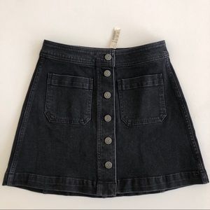 Madewell Stretch Denim A Line Mini Skirt Button Fr
